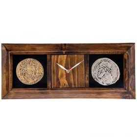 تصویر ساعت دیواری گالری آسوریک طرح دو سکه کد 86023 