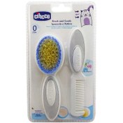 تصویر شانه و برس چیکو شبنم دسته طوسی بیضی شکل Cihcco Brush and Comb code:2012/1