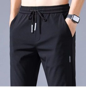 تصویر شلوار کژوال تابستانی مردانه سبک با برچسب مشکی طولانی [مشکی] برند generic Mens Summer Lightweight Casual Pants Black label long [black]]