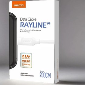 تصویر کابل شارژ و انتقال داده تایپ سی رسی 2متر RECCI RAYLINE Type-C DATA CABLE RCT-P200 