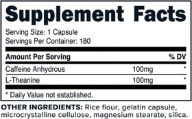 تصویر کپسول کافئین +تینین 100 میلی گرم پریمافورس(180 عددی) PrimaForce Caffeine with L-Theanine, 100mg of Each, 180 Capsules, 180 Servings - Non-GMO, Soy Free, and Gluten Free