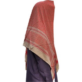 تصویر شماغ الناقه پشم شتر سایز 55 اینچ | شال عربی | روسری عربی چفیه | زمینه نخودی 