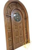 تصویر درب تمام چوب لوکس محراب یا هلال درب لابی شیشه خور کد 304 
