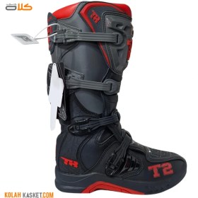 تصویر بوت موتور سواری کراسی T2 تایگر رنگ طوسی مشکی Cross Tiger Motorcycle Boots Model T2, Gray-Black