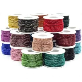 تصویر نگین متری پایه همرنگ فشرده با طول 1 متر Rhinestones Chain Glass Crystal