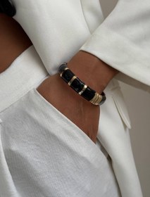 تصویر بنگل زنانه فنری black gold 