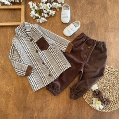 تصویر کت و شلوار پسرانه جیب دار مدل رادین (آستین روشن) کد ۵۶۰۰-1 