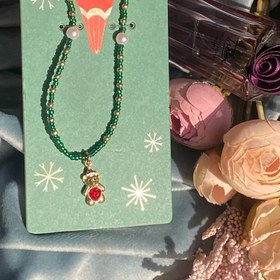 تصویر گردنبند زنجیری ساده منجوقی با آویز خرس زمستانی کد1 چند رنگ 