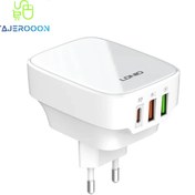 تصویر شارژر ۳ پورت فست الدینیو مدل Q334 به همراه کابل تایپ سی ldnio-q334-3-port-fast-charger-with-type-c-cable