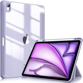 تصویر Fintie Hybrid Slim Case for iPad Air 5th Generation (2022) / iPad Air 4th Generation (2020) 10.9 Inch - [Built-in Pencil Holder] Shockproof Cover with Clear Transparent Back Shell, Lilac Purple 