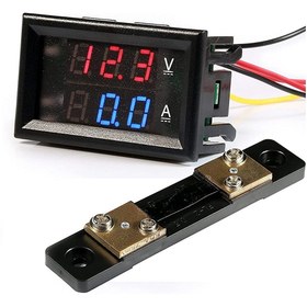 تصویر ولت متر آمپر متر شنت دار 100 ولت 50 آمپر voltmeter ammeter with shunt 100v 50a dc