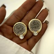 تصویر گوشواره سکه بی همگان بسر شود تک نگین 