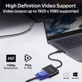تصویر Promate Prolink-H2V HDMI TO VGA Converter Adapter Cable 1080P Male to Female for PC DVD HDTV and Laptop - Black (Pack of 1) 