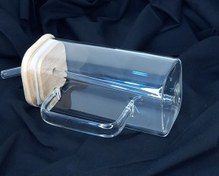 تصویر ماگ پیرکس بامبو با درب و نی 