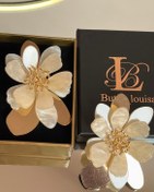 تصویر گوشواره گل ترکیب طلایی 