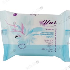 تصویر دستمال مرطوب و معطر پاک کننده بانوان حساس یونی لد - 20 عددی 