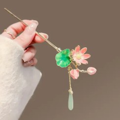 تصویر کانزاشی گل نیلوفر آویزدار فلزی 