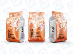 تصویر موکاپ مجموعه 3عددی بسته بندی فویل آلومینیوم 