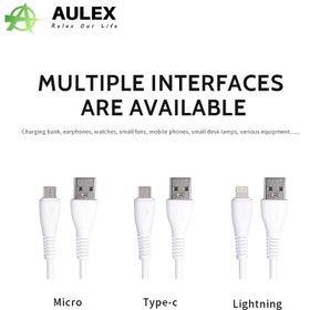 تصویر کابل شارژ Aulex مدل C02 با پشتیبانی از شارژ سریع و انتقال داده Aulex Lightning Charging Cable Model C02 | Fast Charge & Data Transfer