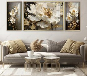 تصویر تابلو بوم دکوری سه تیکه مدرن کد ۱۶۰۷ سایز ۱۲۰×۹۰ و ۲ تا کناری ۹۰×۶۰ 