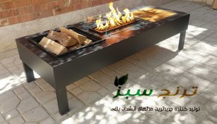 تصویر میز آتشدان گازی و هیزمی 