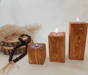 تصویر جا شمعی چوبی ست 3 تایی 