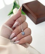 تصویر ۰۰۷۸. پلاک نقره مدل چشم نظر (بدون زنجیر) 