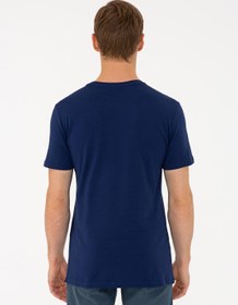 تصویر تی شرت مردانه آستین کوتاه یقه گرد مدل جذب سرمه ای پیرکاردین 