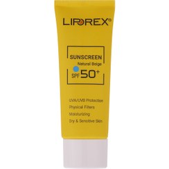 تصویر ضدآفتاب لیپورکس بژ طبیعی مناسب پوست خشک و حساس SPF50 