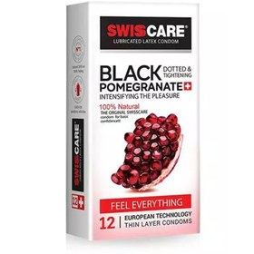 تصویر کاندوم مدل (Black Pomegranate) Swisscare بسته ۱۲ عددی 