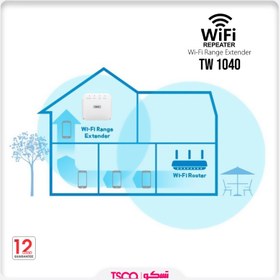 تصویر توسعه دهنده شبکه بی سیم تسکو مدل TW1040 TSCO TW1040 Wireless repeater router