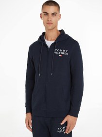 تصویر هودی راحتی مردانه با لوگوی اصلی، رنگ سرمه‌ای برند Tommy Hilfiger Men's Original Logo Lounge Hoody, Navy