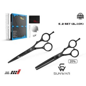 تصویر قیچی ست اکونومی مشکی کد E-2 سایز “5.5 Rezonal Hairdressing Scissors E-2 “5.5