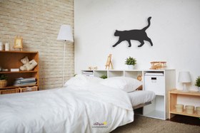 تصویر استیکر دیواری چوبی گربه 