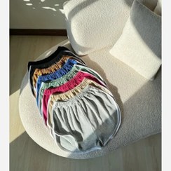 تصویر شلوارک دخترانه اسپرت نواری کد ۱۶۵ رنگ آبی 