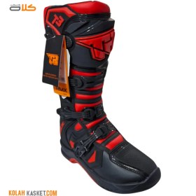 تصویر بوت موتور سواری کراسی تایگر مدل T3 مشکی قرمز Cross Tiger Motorcycle Boots Model T3 Black Red