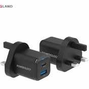تصویر شارژر دیواری پاورولوژی مدل PWCUQC023 ظرفیت ۳۵ وات با دو پورت USB-C و USB-A 