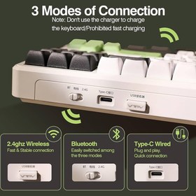 تصویر کیبورد گیمینگ مکانیکال AULA F87 ( رنگ سفید / مشکی / سبز ) سوییچ GRAY WOOD AULA F87 BLACK+WHITE+GREEN GRAY WOOD SWITCH V3