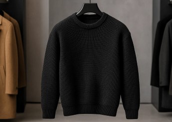 تصویر پلیور بافت مشکی یقه گرد فری سایز اولد مانی ضخیم | شیک و ترند اولد مانی ۲۰۲۵ 