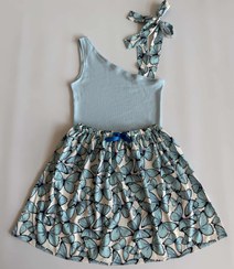 تصویر کراپ و دامن آبی پروانه ای 