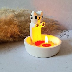 تصویر جاشمعی بتنی طرح گربه 