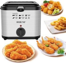 تصویر REBUNE Deep Fryer 2.5L 1800W with View Window and Stainless Steel Lid for Home, Kitchen and Restaurants RE-11-048 Silver/Black 2 Years Warranty 