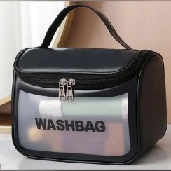 تصویر کیف آرایشی واشبگ بیضی مشکی سایز بزرگ WASHBAG 