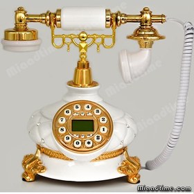 تصویر تلفن رومیزی سلطنتی والتر سفید طلایی مدل 8336A 