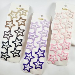 تصویر گیره تق تقی ستاره‌ای شمعی ۴ سانتی _ گیره مو فانتزی دخترانه _ پک ۱۰ عددی چندرنگ 