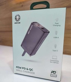 تصویر سر شارژر دیواری 45 وات PD&QC گرین Green 45W PD&QC Wall Charger GL-WC06 