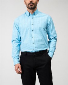 تصویر ​پیراهن مردانه آبی چهارخانه Ebra 