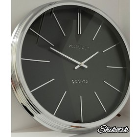 تصویر ساعت دیواری تمام فلزی آبکاری فورتیک PALLADIUM - نقره ای صفحه مشکی PALLADIUM CLOCK