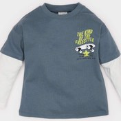 تصویر تی شرت نوزاد پسر نیلی تیره دفکتو 