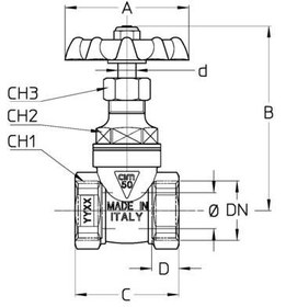 تصویر شیر فلکه کشویی سیم ایتالیا - PN20 / 1/2 1 اینچ Gate Valve